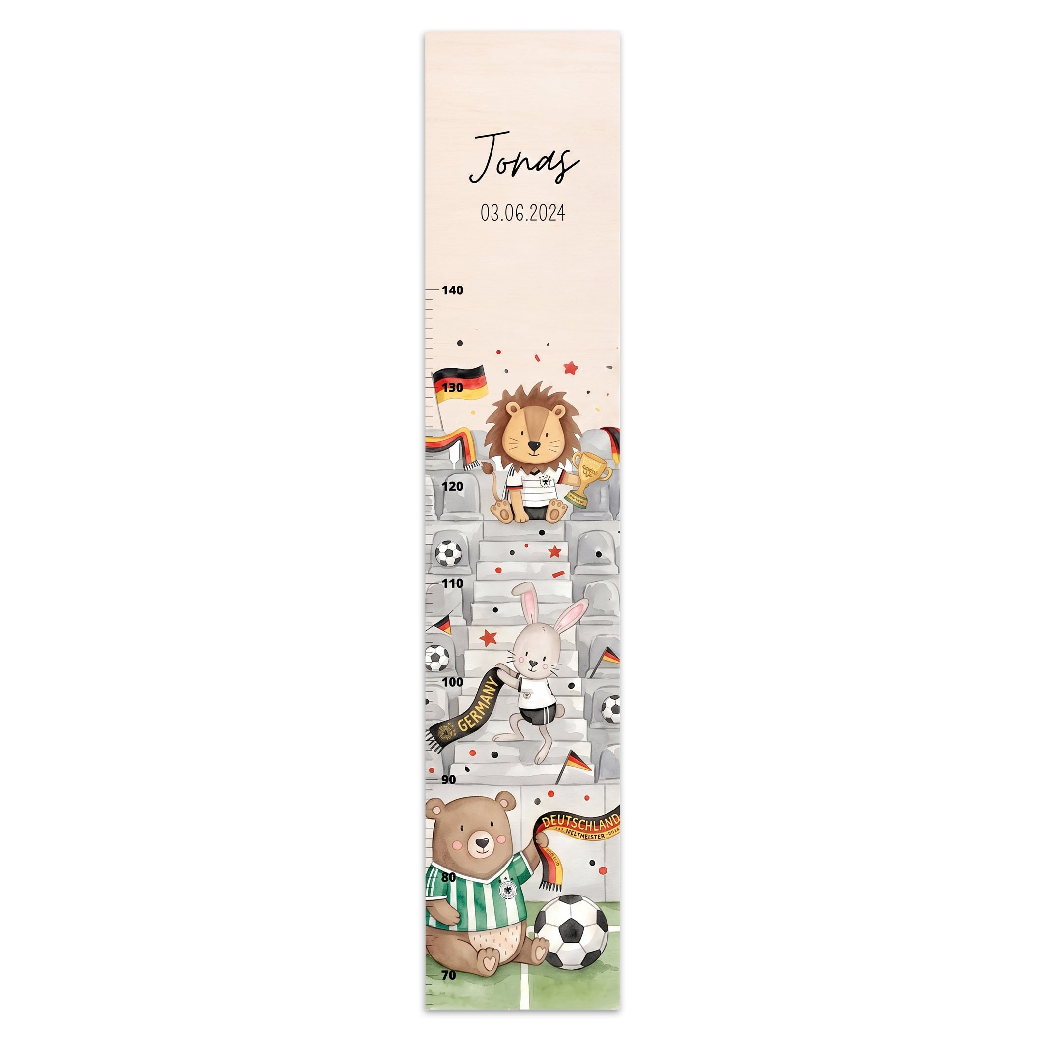 Kindermesslatte Holz personalisiert - WM-Kollektion