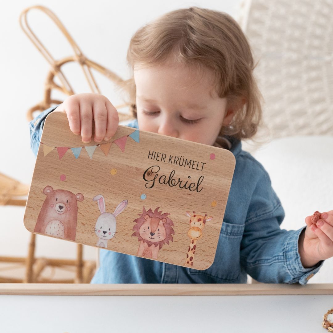 Kindertags Bundle - Frühstücksbrettchen + 3x Legami Stifte personalisiert + Pixi - Buch - wunderwunsch