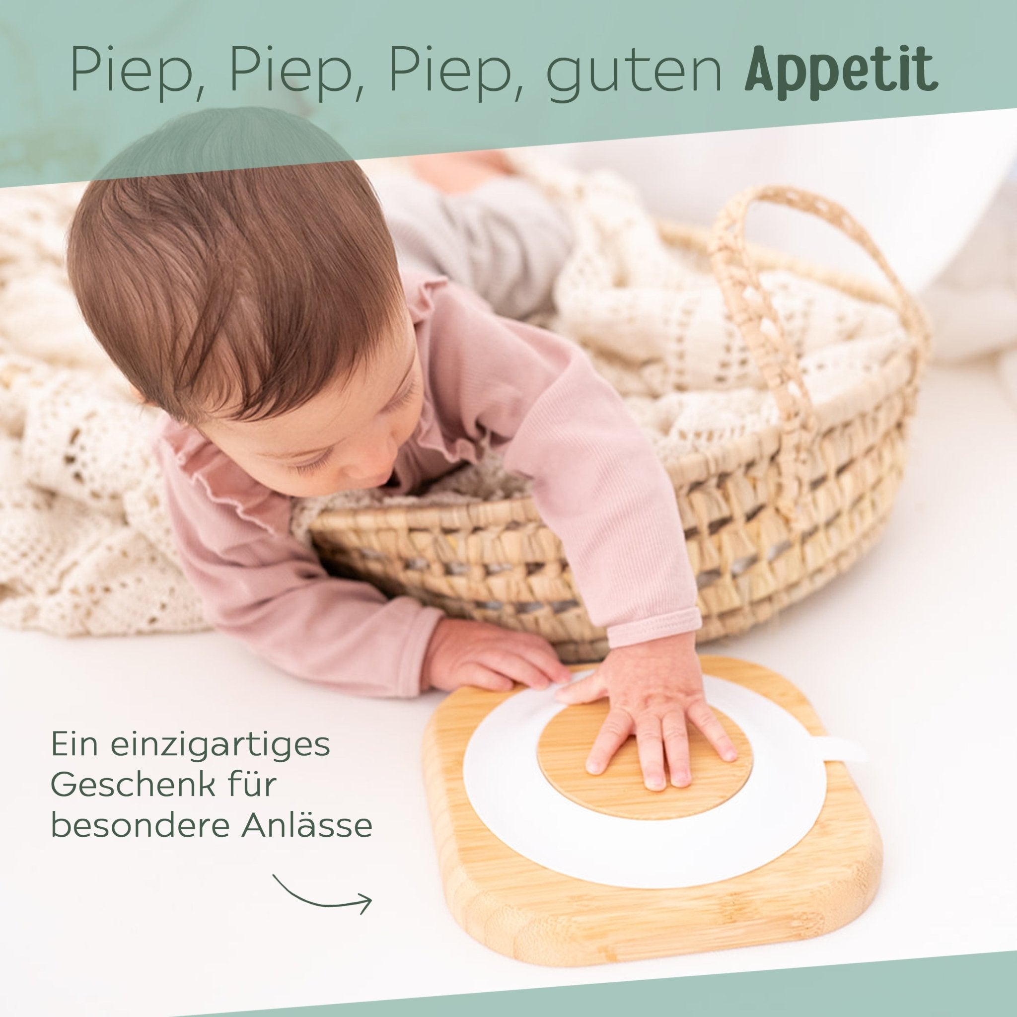 Kinderteller mit Saugnapf + Besteck - Sonnige Tierliebe Gravur - wunderwunsch