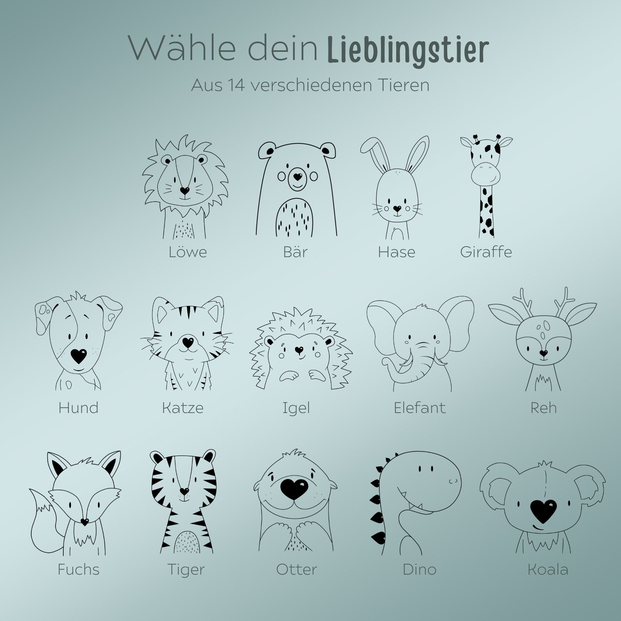 Kinderteller mit Saugnapf + Besteck - Sonnige Tierliebe Gravur - wunderwunsch