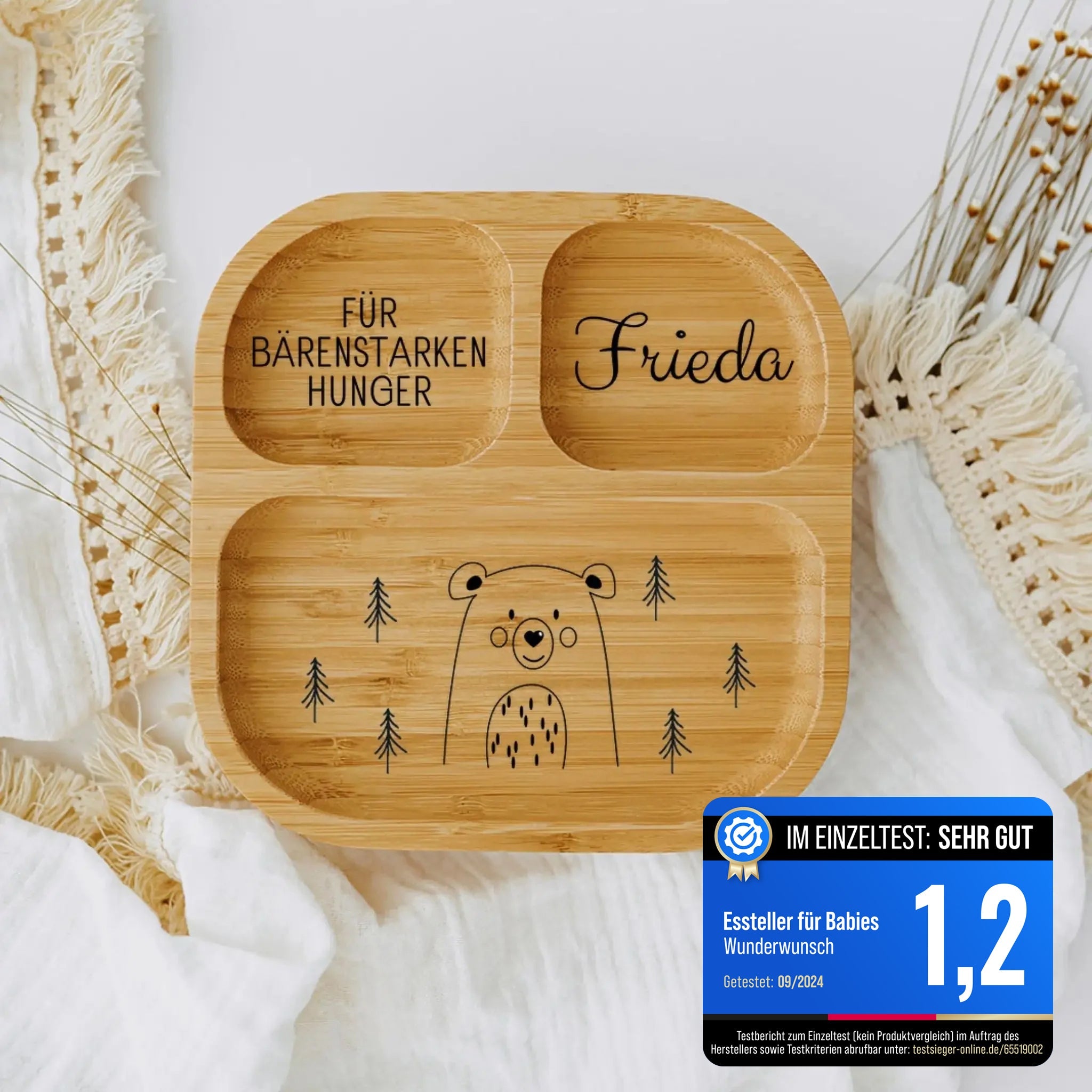 Kinderteller mit Saugnapf - Tier Wald Gravur - wunderwunsch