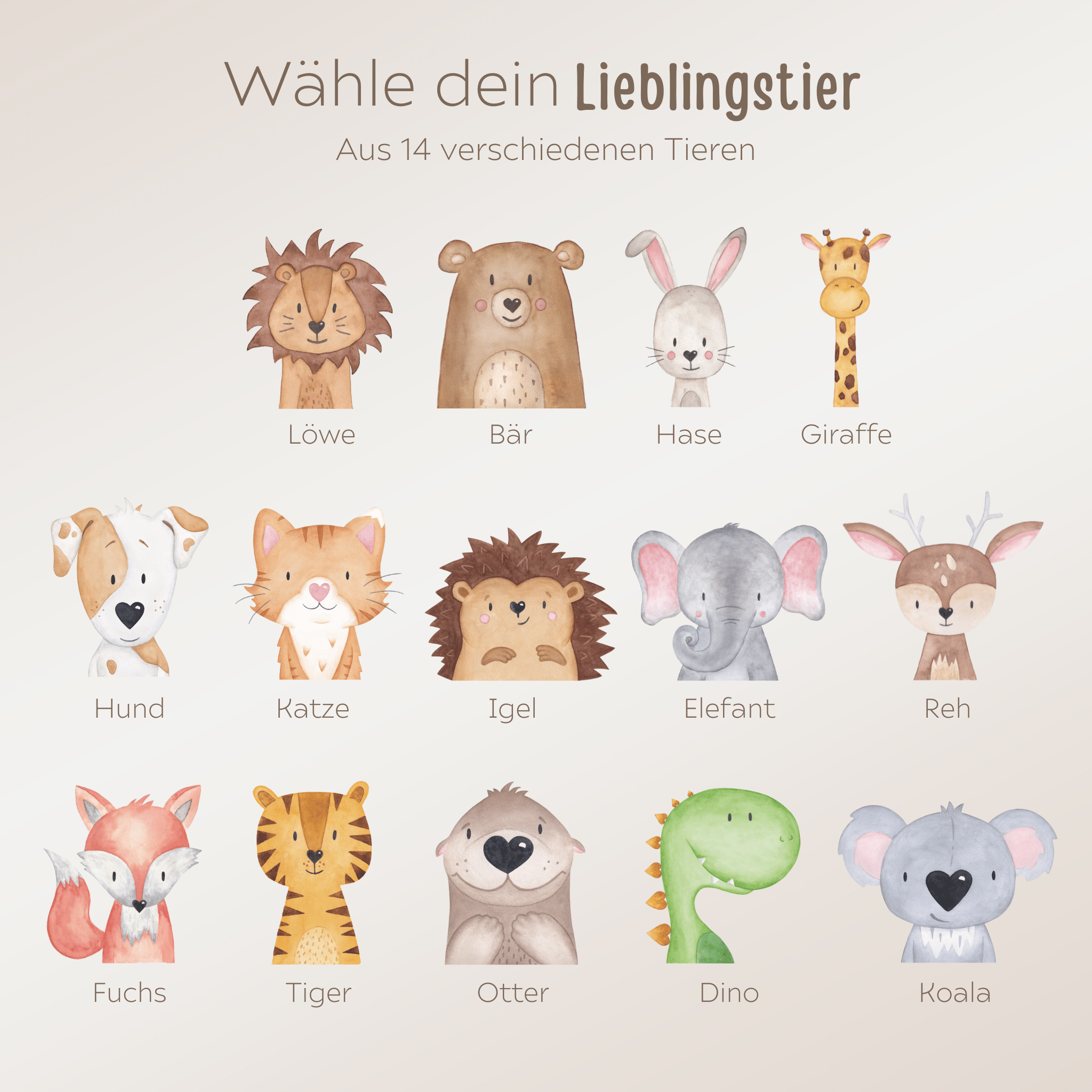 Kissen Baumwolle "Tiere" personalisiert - wunderwunsch