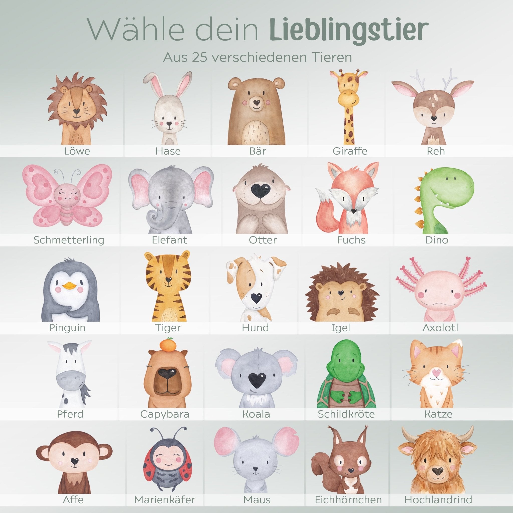 Kita-/ Schul-Start Bundle - Brotdose + Kinder Trinkflasche weiß personalisiert - Tier Aquarell - wunderwunsch