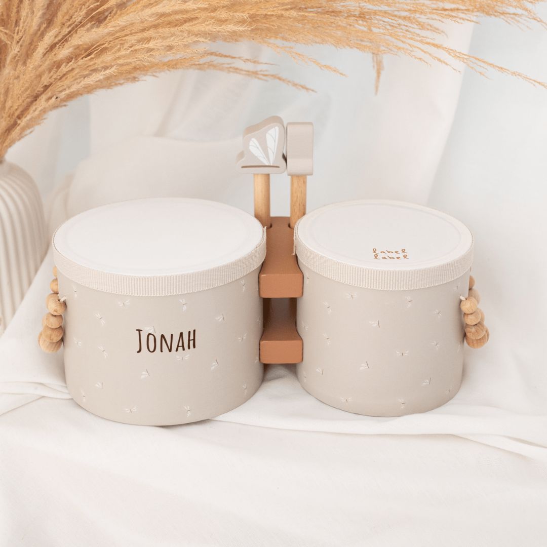LABEL LABEL Bongo Trommeln personalisiert - rosa, blau oder nougat - wunderwunsch