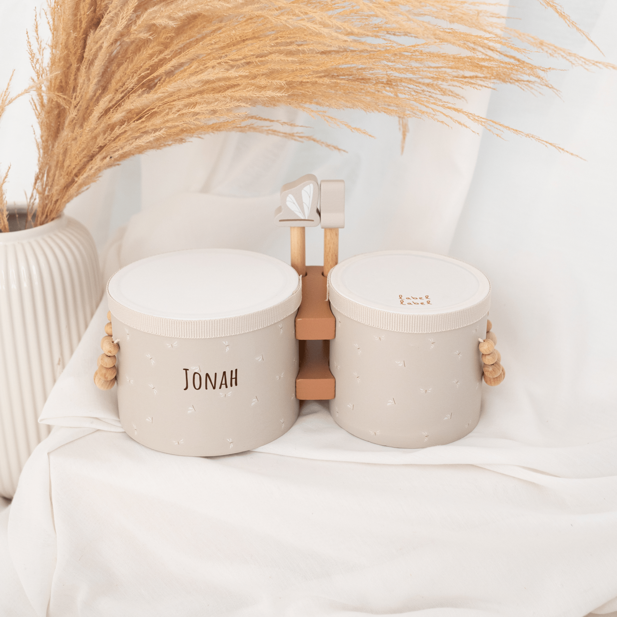 LABEL LABEL Bongo Trommeln personalisiert - rosa, blau oder nougat - wunderwunsch