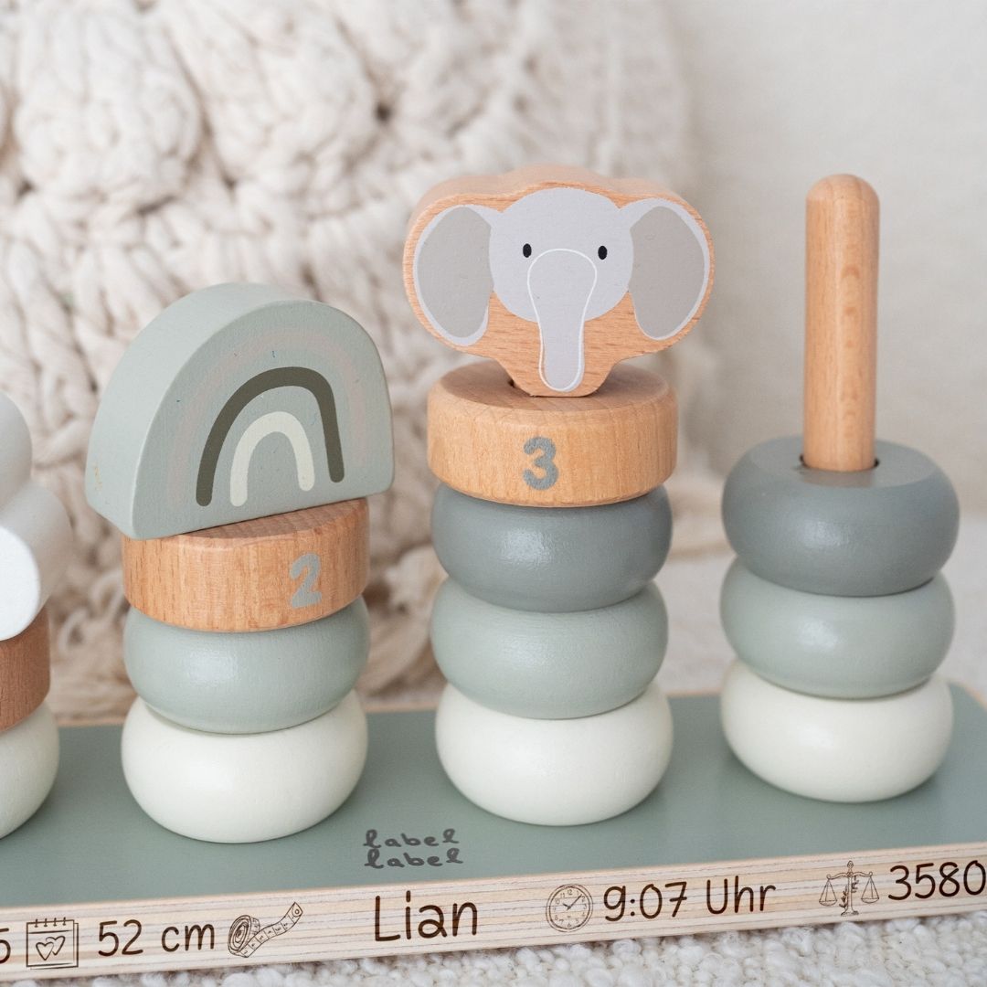 LABEL LABEL Stapelringe - olive oder nougat personalisierbar - wunderwunsch