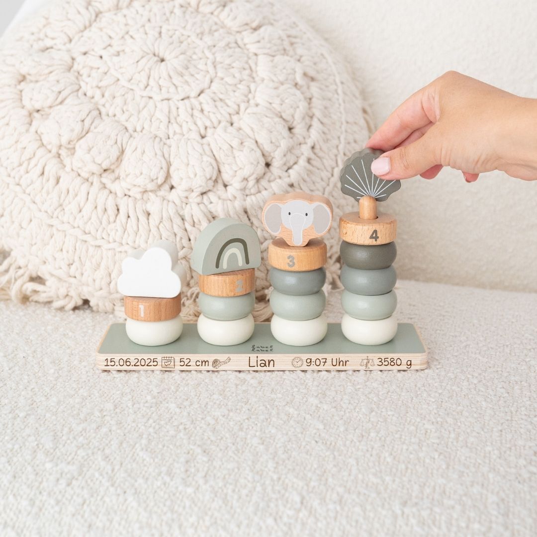 LABEL LABEL Stapelringe - olive oder nougat personalisierbar - wunderwunsch