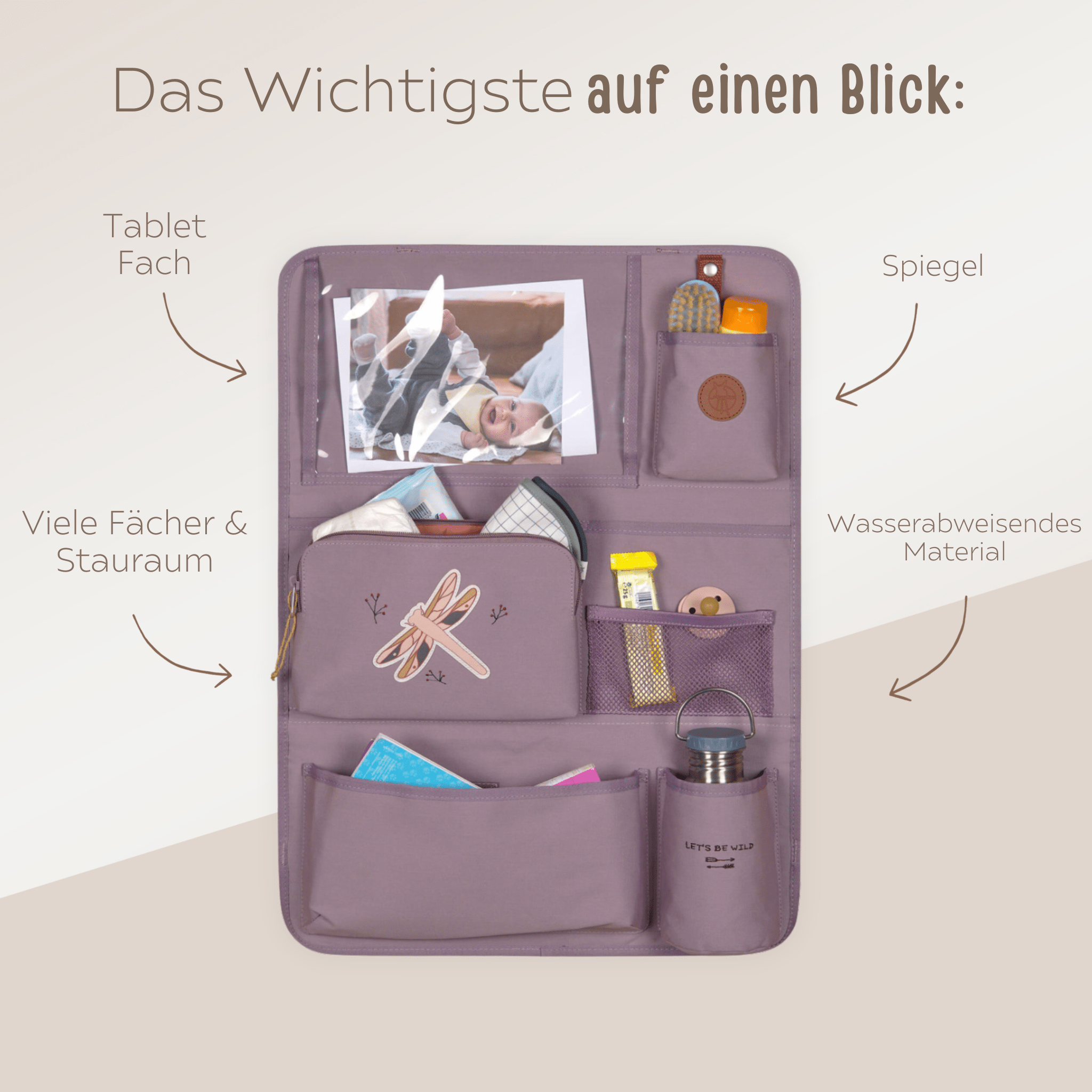 LÄSSIG Autotasche - Bus & Libelle - wunderwunsch