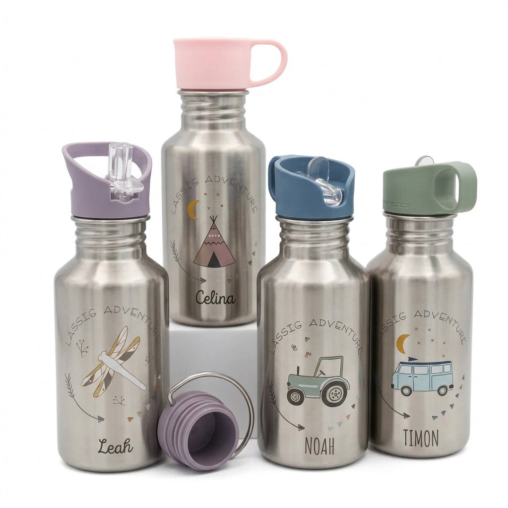 LÄSSIG Edelstahl Kinder Trinkflasche personalisiert - Adventure - wunderwunsch