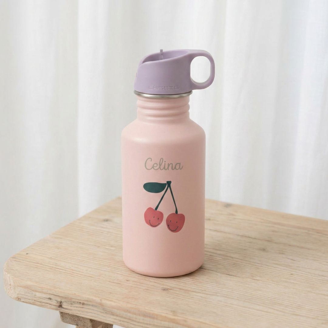 LÄSSIG Edelstahl Kinder Trinkflasche personalisiert - Happy Fruits - wunderwunsch