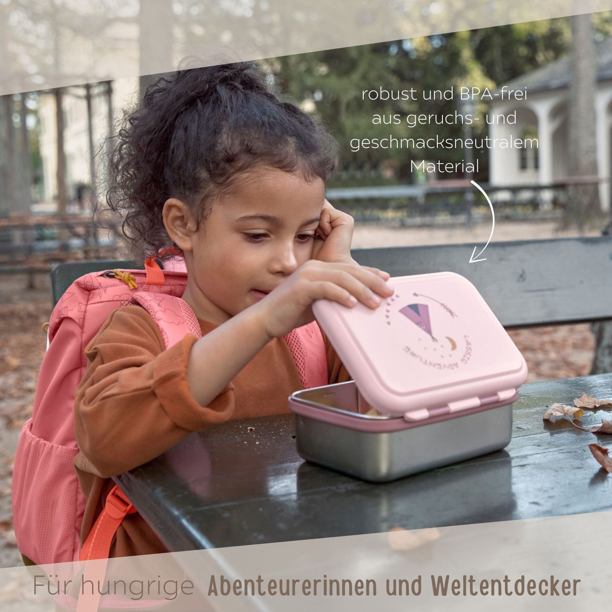 LÄSSIG Kinder Brotdose Edelstahl "Adventure" personalisierbar - wunderwunsch