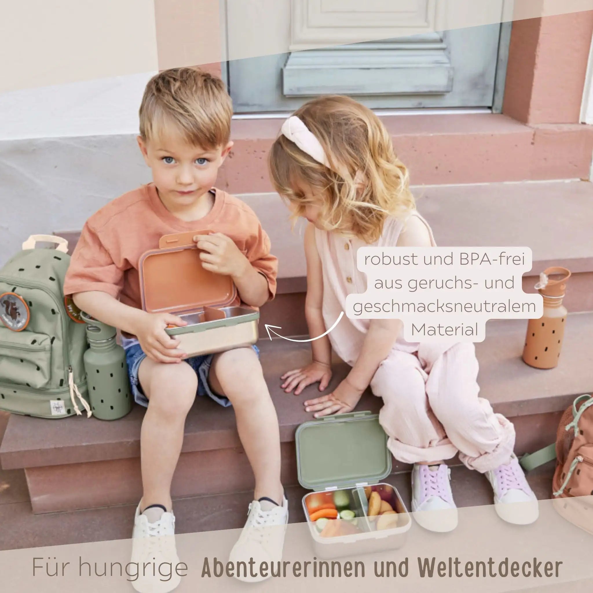 LÄSSIG Kinder Brotdose Edelstahl "Punkte" personalisierbar - wunderwunsch