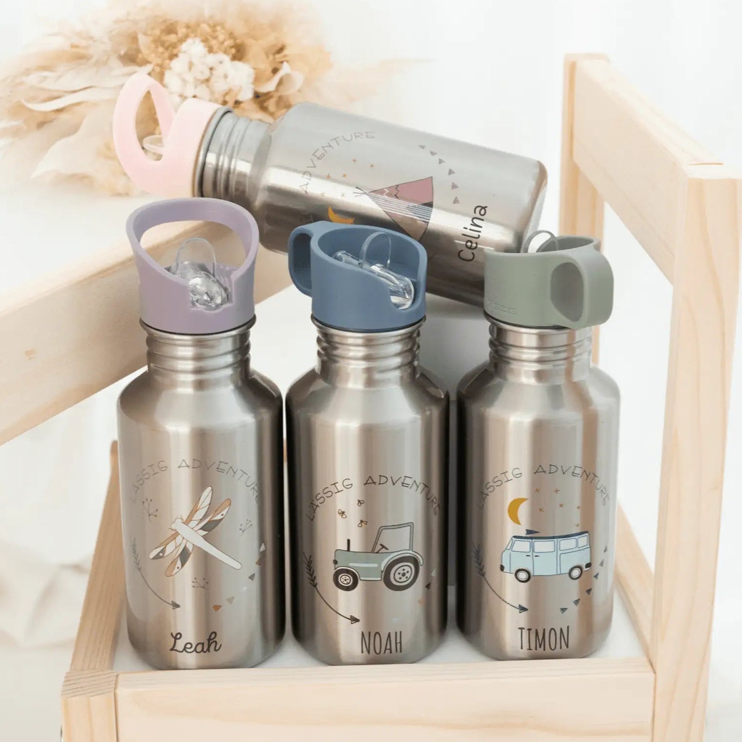 LÄSSIG Kinder Trinkflasche Edelstahl "Adventure" personalisierbar - wunderwunsch