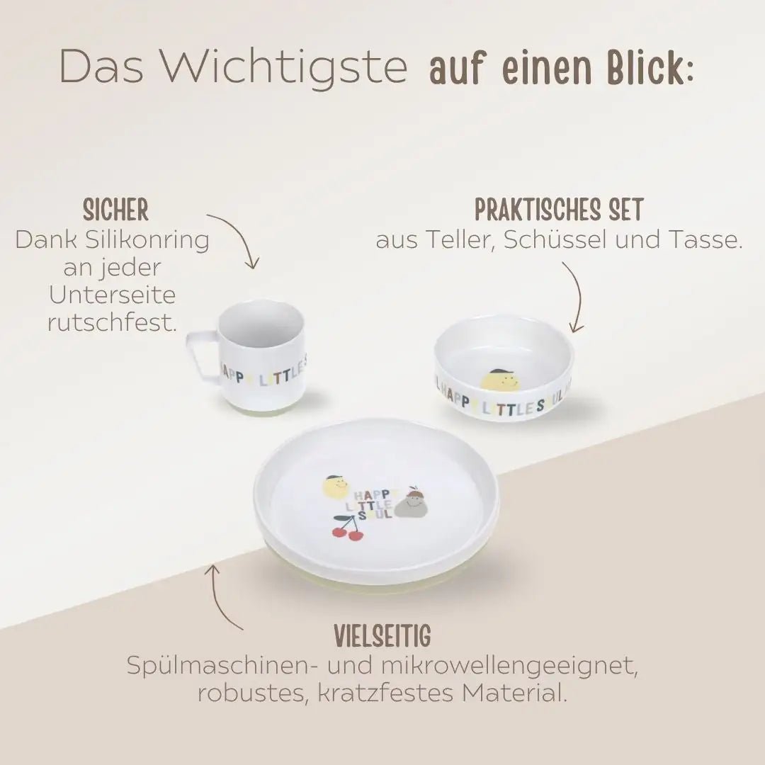 LÄSSIG Porzellan Geschirr - Set "Früchte" personalisierbar - wunderwunsch
