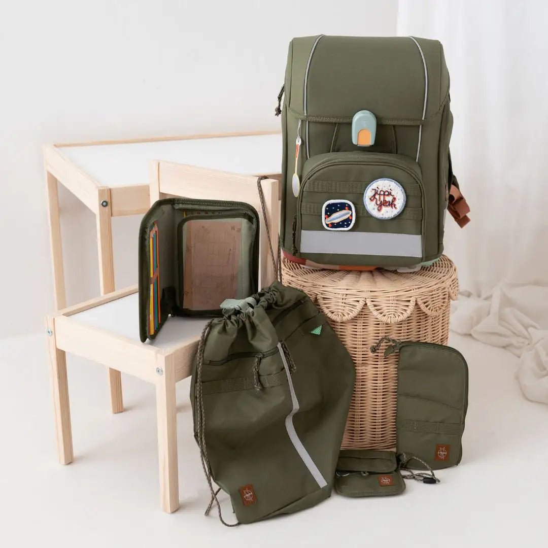 LÄSSIG Schulranzen Set 7 - teilig - Olive - wunderwunsch