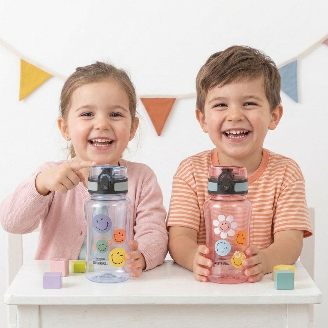 LÄSSIG Smiley Trinkflasche Tritan 420ml personalisierbar - wunderwunsch