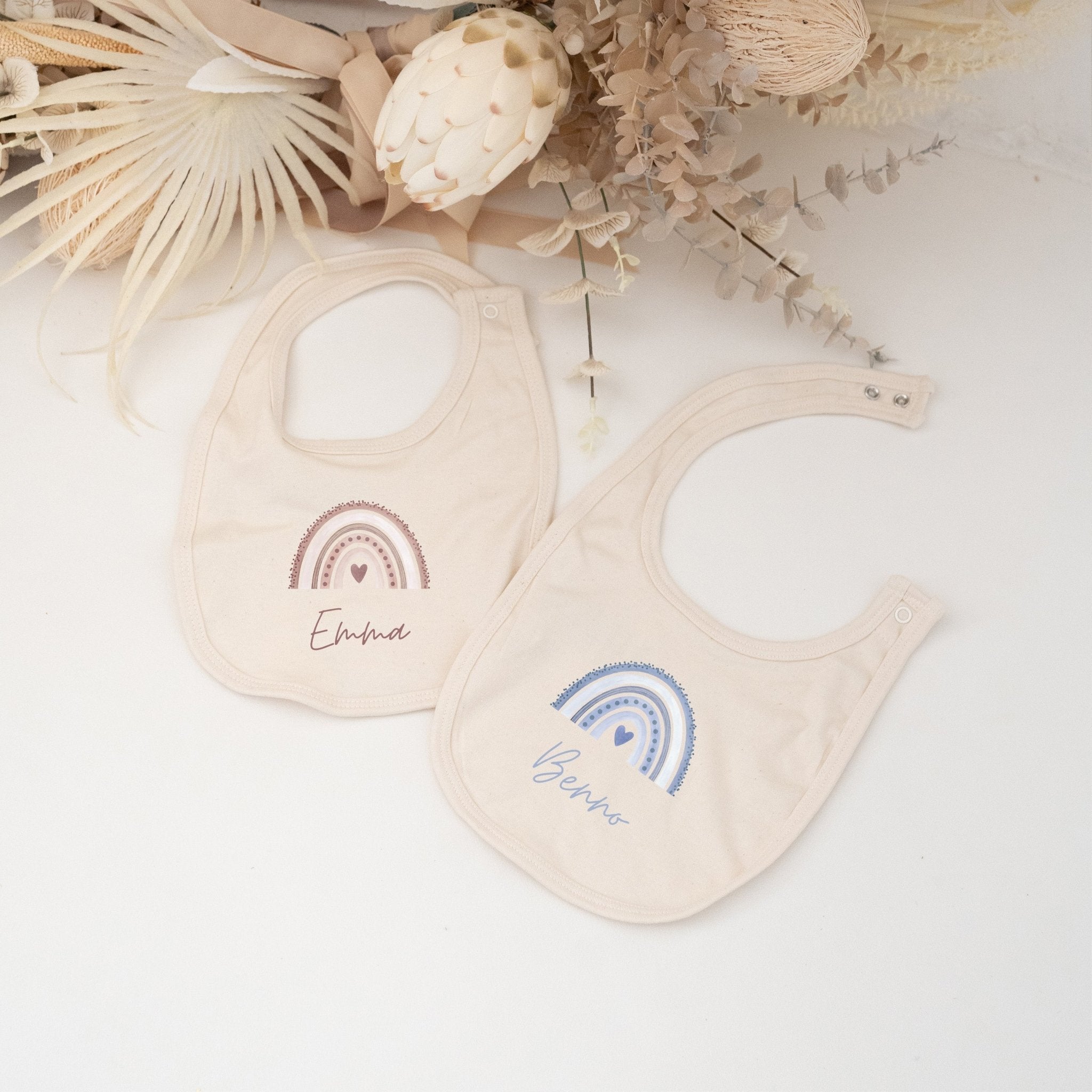 Lätzchen aus Baumwolle "Regenbogen" personalisiert - wunderwunsch
