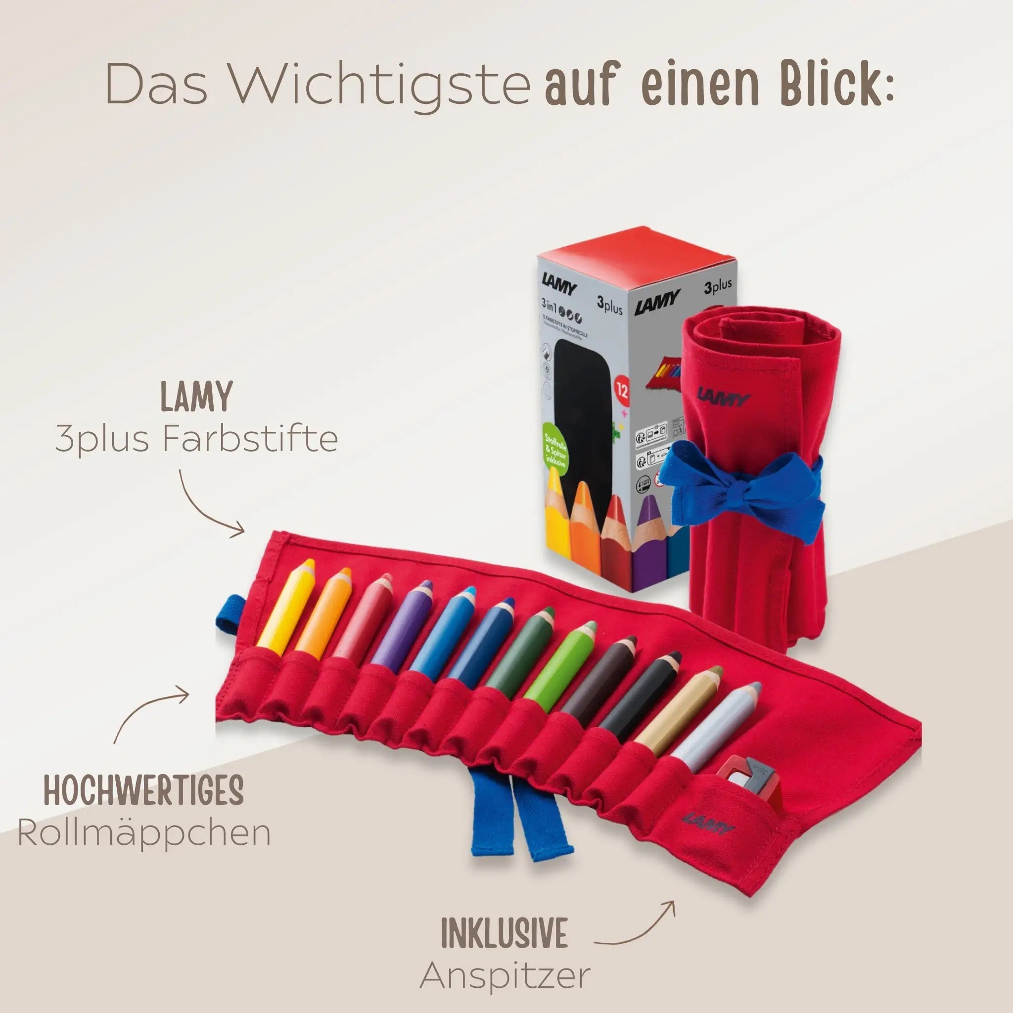 LAMY 3plus Buntstifte mit Rollmäppchen - wunderwunsch