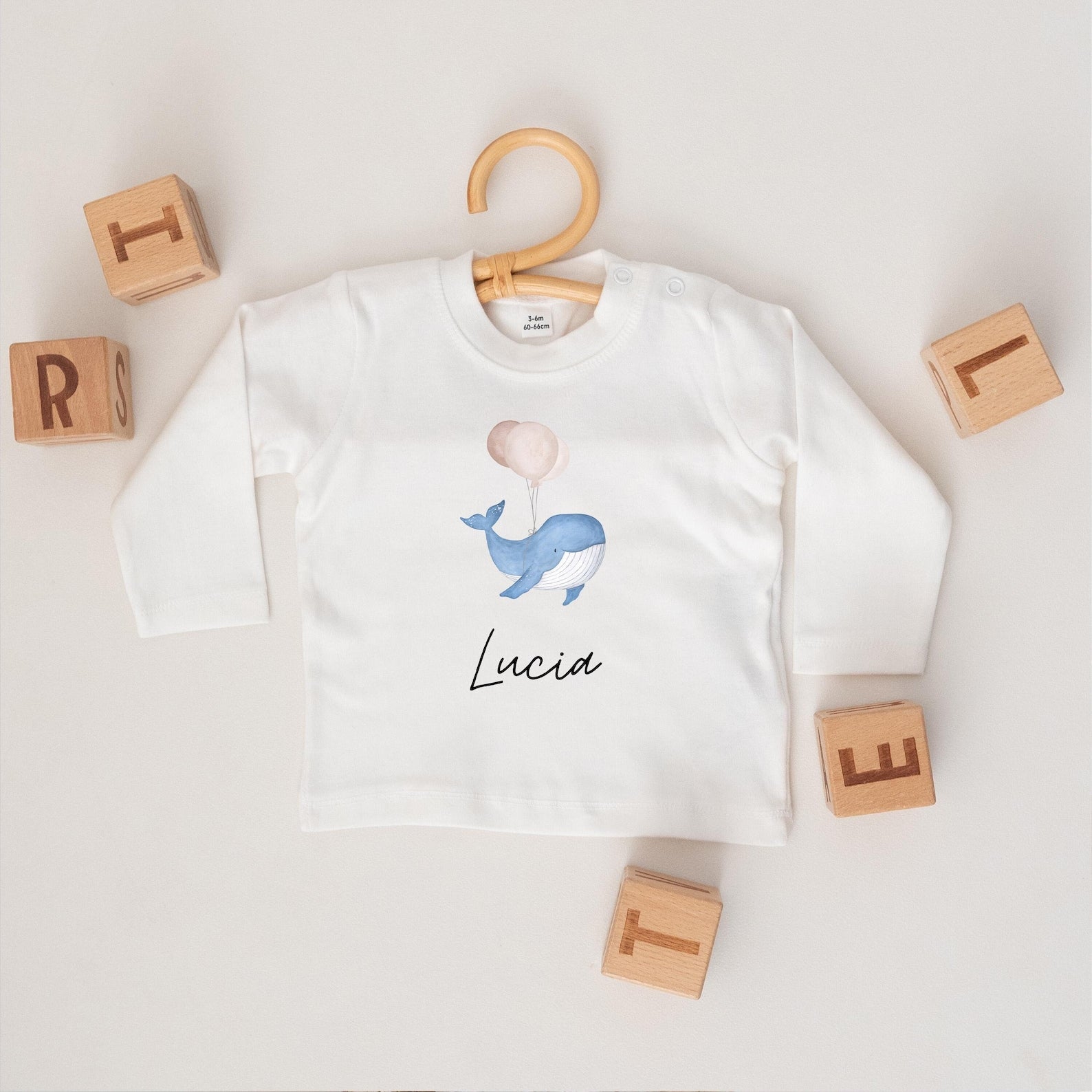 Langarm Shirt mit Knöpfen "Wal" personalisiert - wunderwunsch