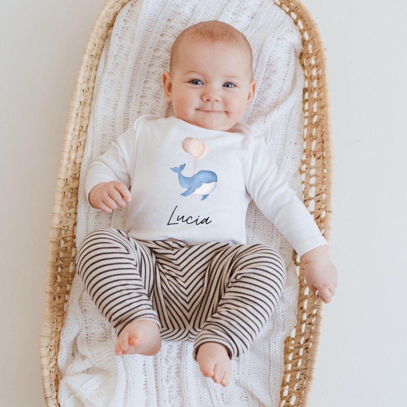 Langarm Shirt mit Knöpfen "Wal" personalisiert - wunderwunsch