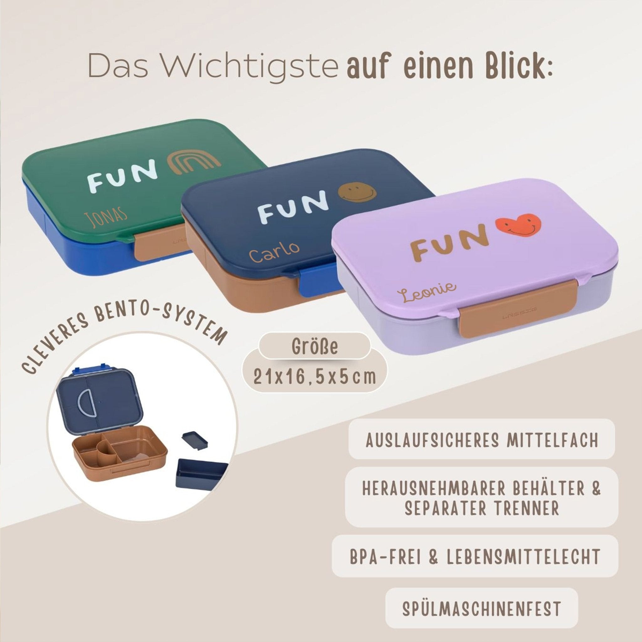 LÄSSIG Bento Brotdose "Little Gang" personalisierbar - wunderwunsch