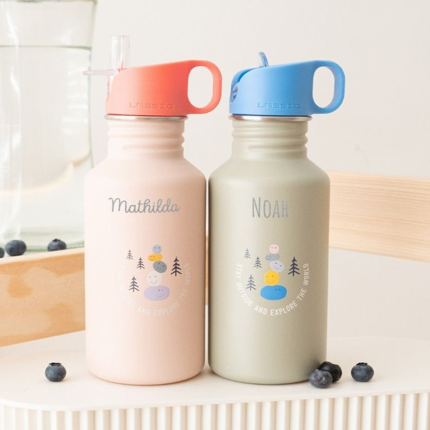 LÄSSIG Edelstahl Kinder Trinkflasche Sunny Explorer personalisierbar - wunderwunsch