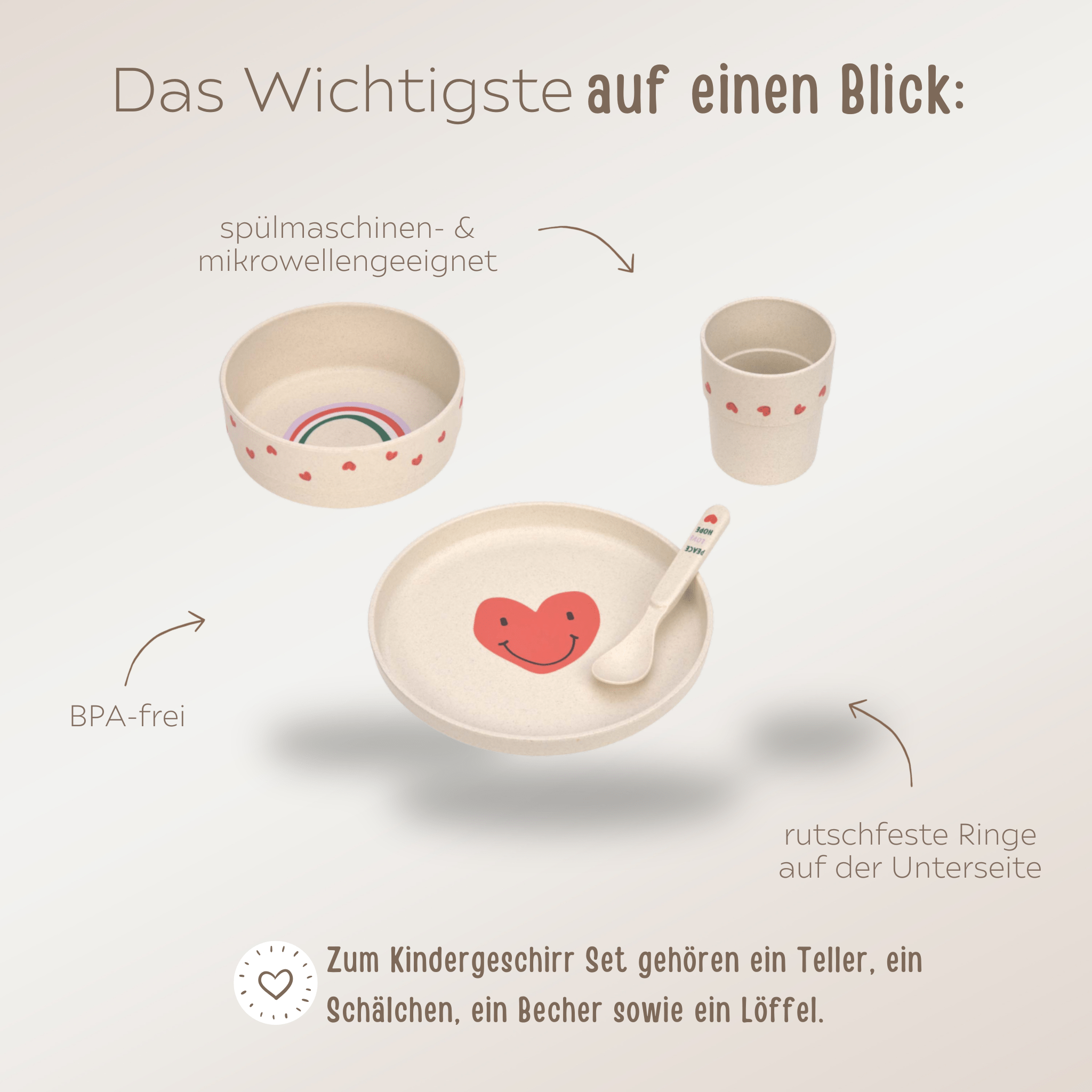 Lässig Geschirr - Set - Herz - wunderwunsch