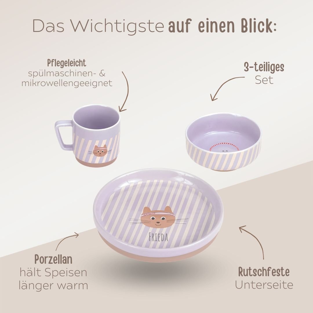 LÄSSIG Geschirr - Set Porzellan "Katze" - wunderwunsch