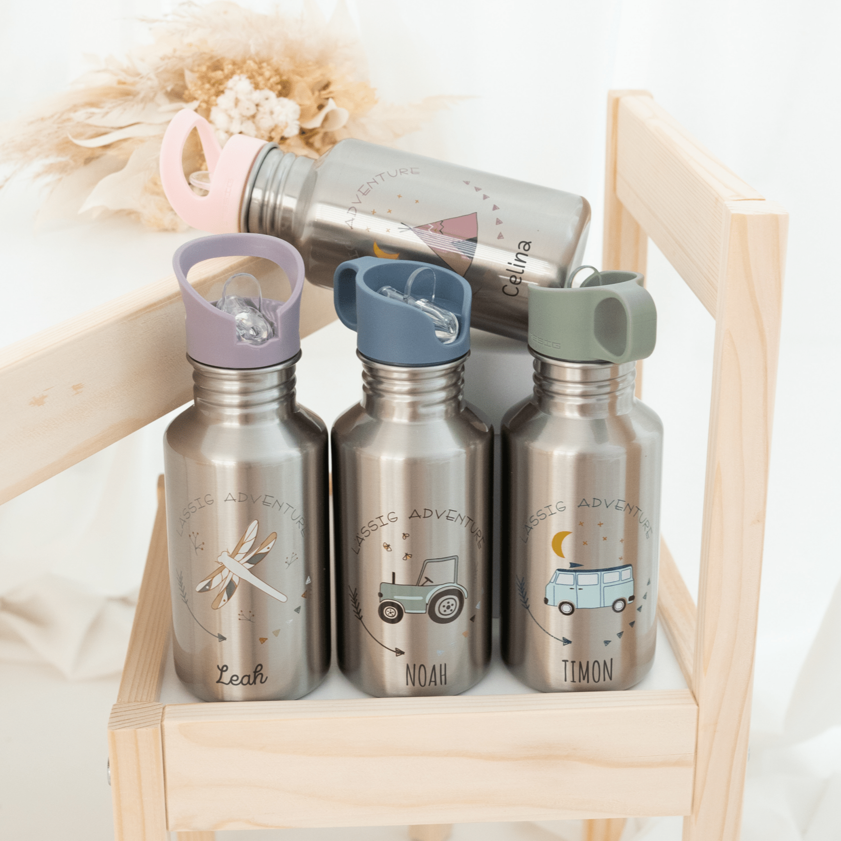 LÄSSIG Kinder Trinkflasche Edelstahl "Adventure" personalisierbar - wunderwunsch