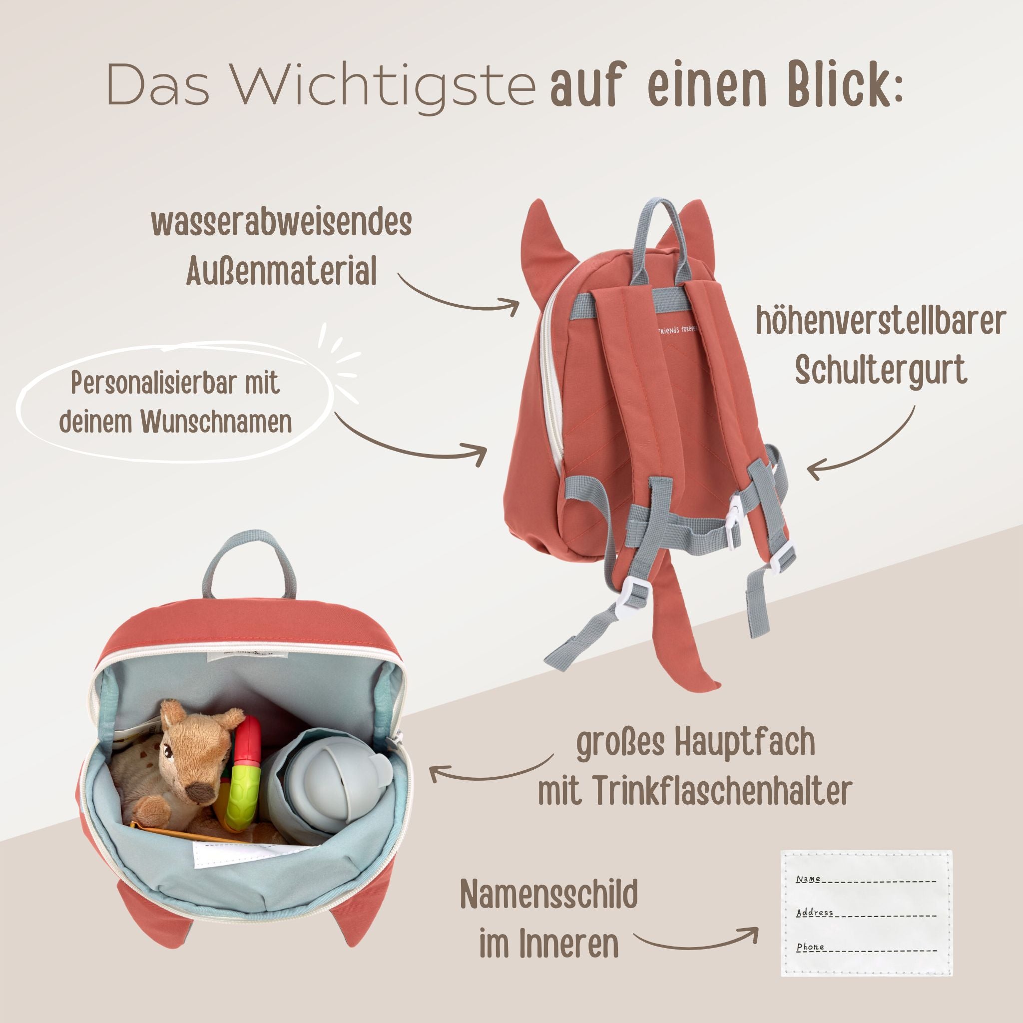 LÄSSIG Kindergartenrucksack personalisiert - Tiere - wunderwunsch