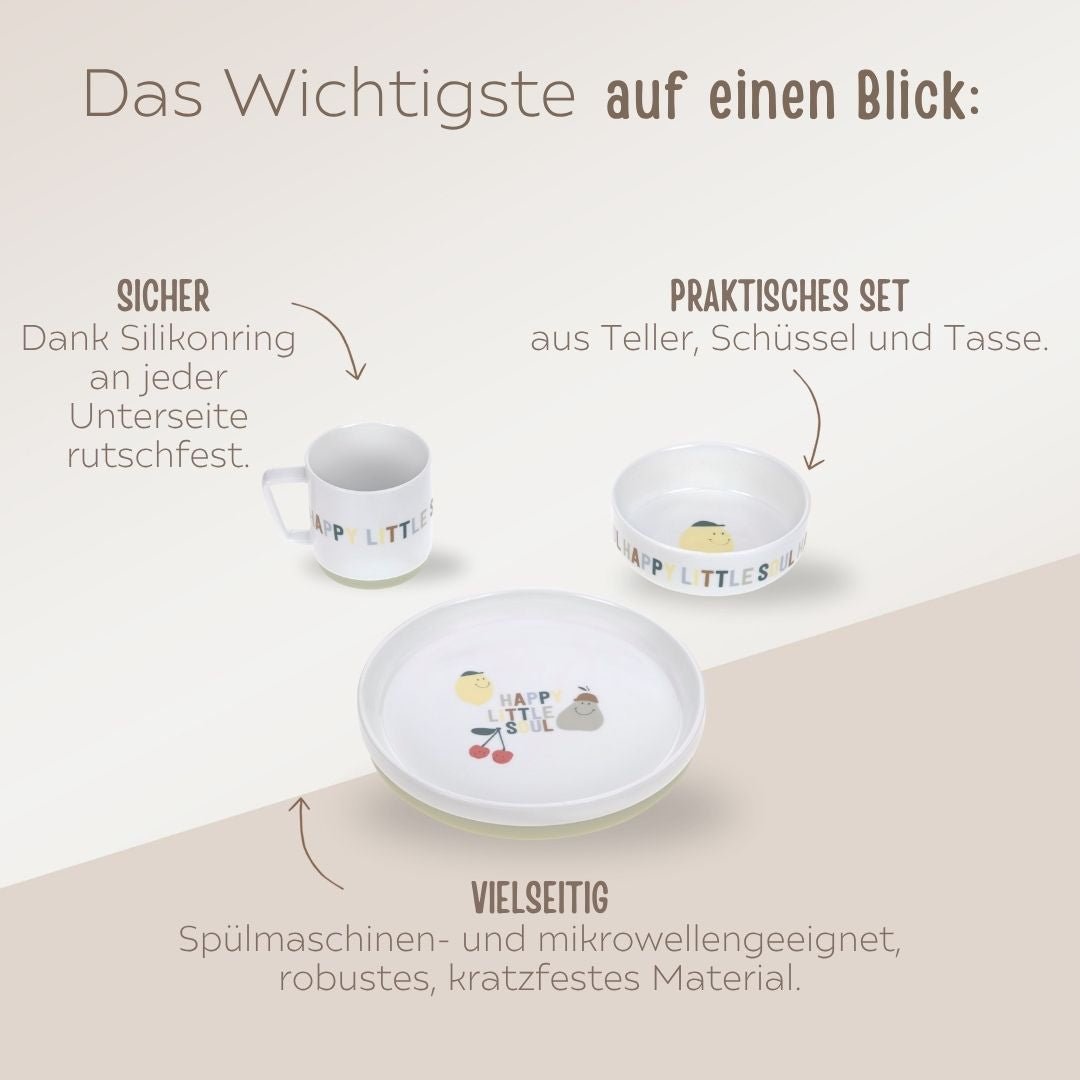 LÄSSIG Porzellan Geschirr - Set "Früchte" personalisierbar - wunderwunsch