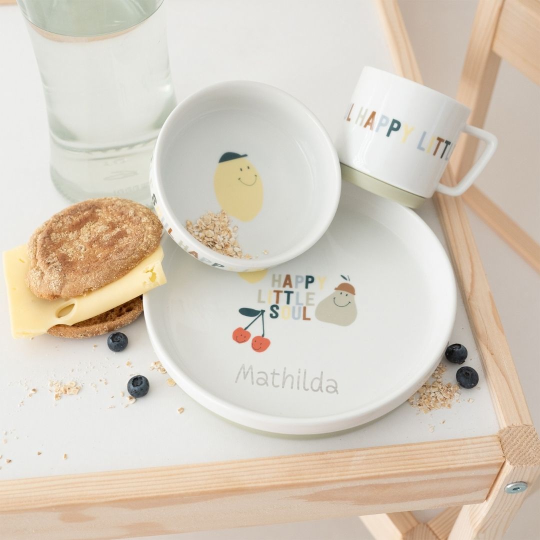LÄSSIG Porzellan Geschirr - Set "Früchte" personalisierbar - wunderwunsch
