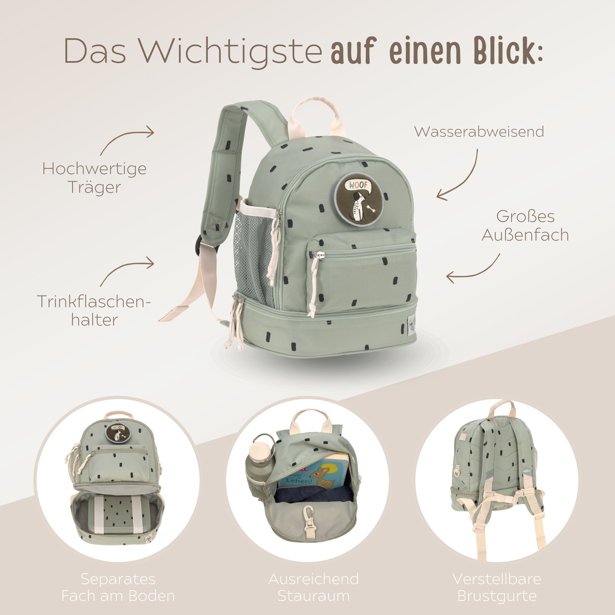 LÄSSIG Rucksack "Punkte rund" personalisiert - wunderwunsch