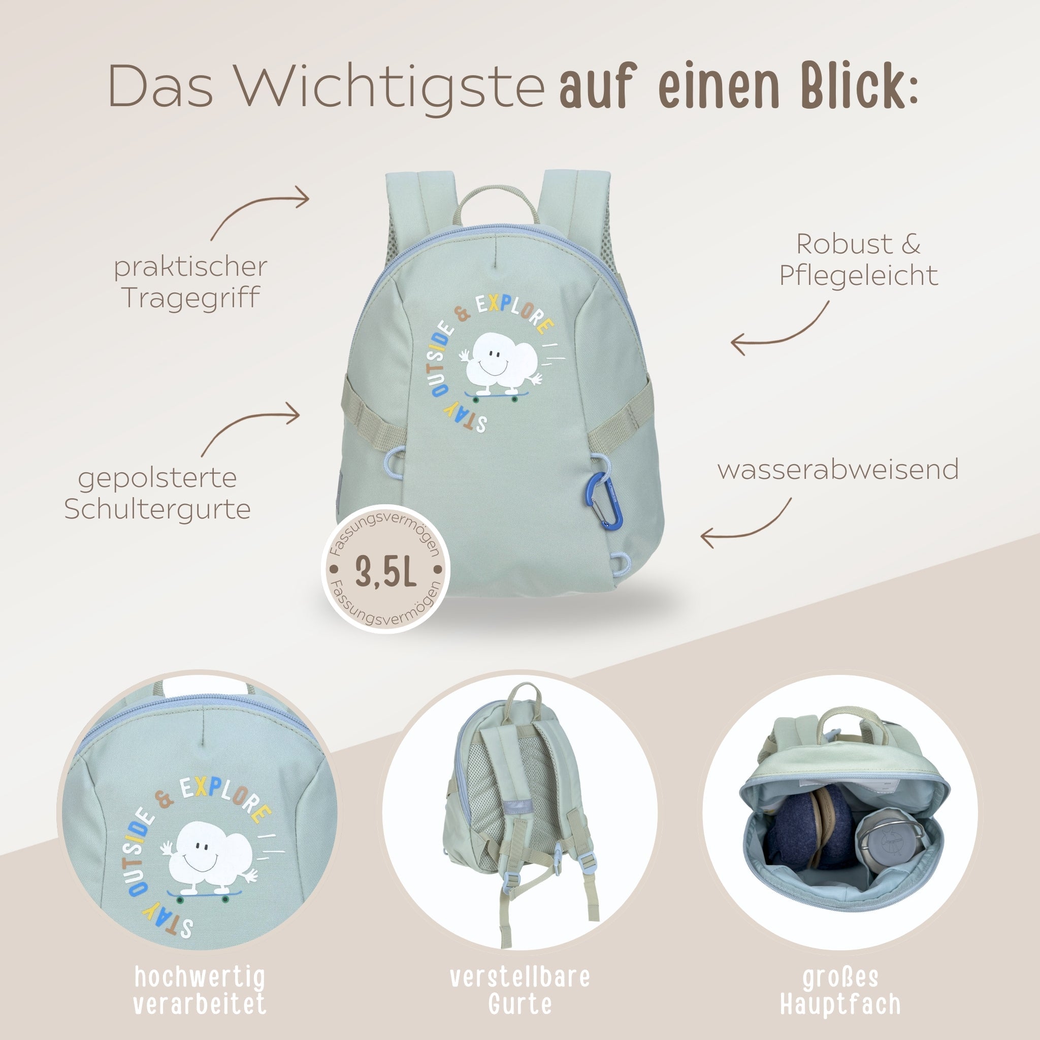 LÄSSIG Rucksack "Tiny Outdoor" personalisiert - wunderwunsch