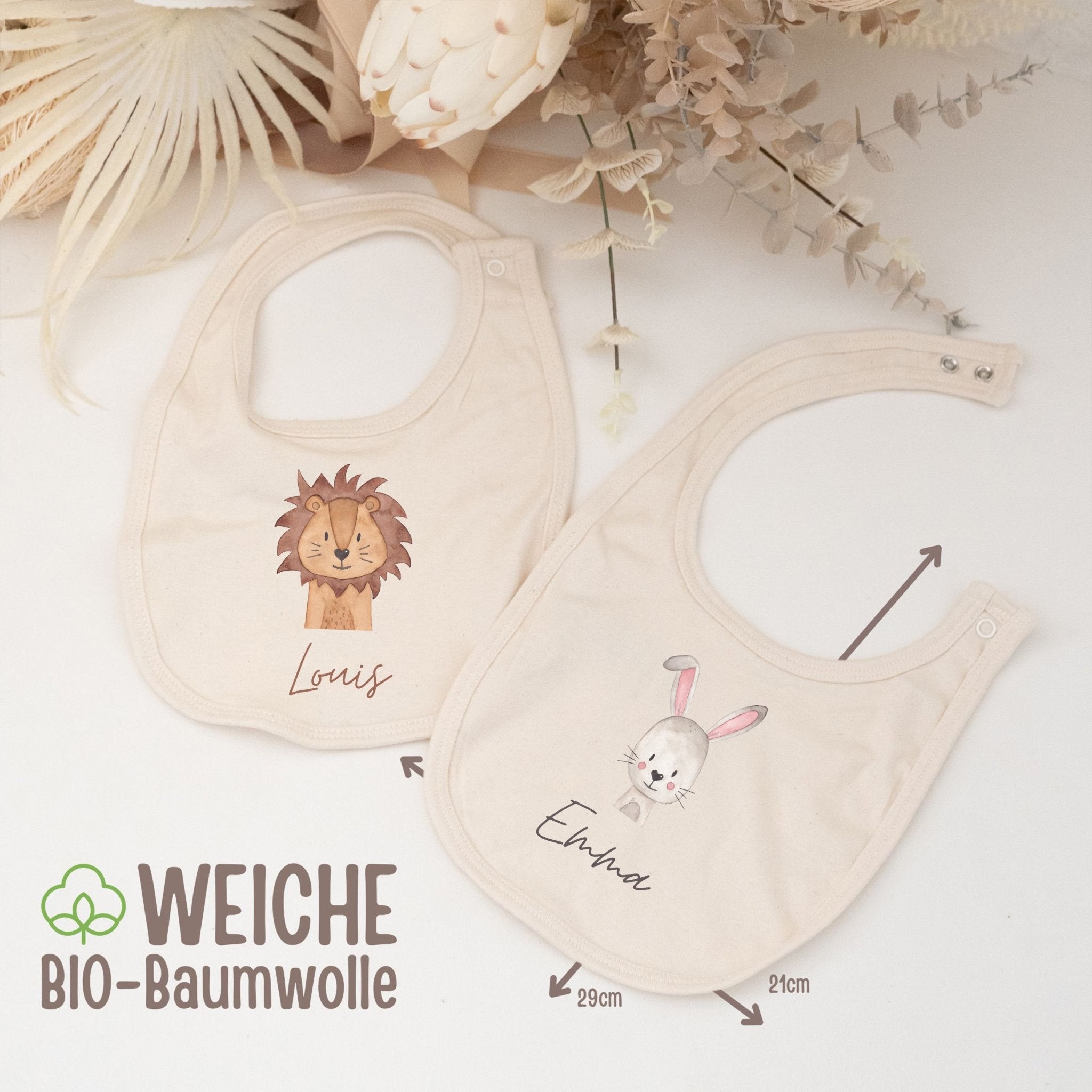 Lätzchen aus Baumwolle "Tier" personalisiert - wunderwunsch