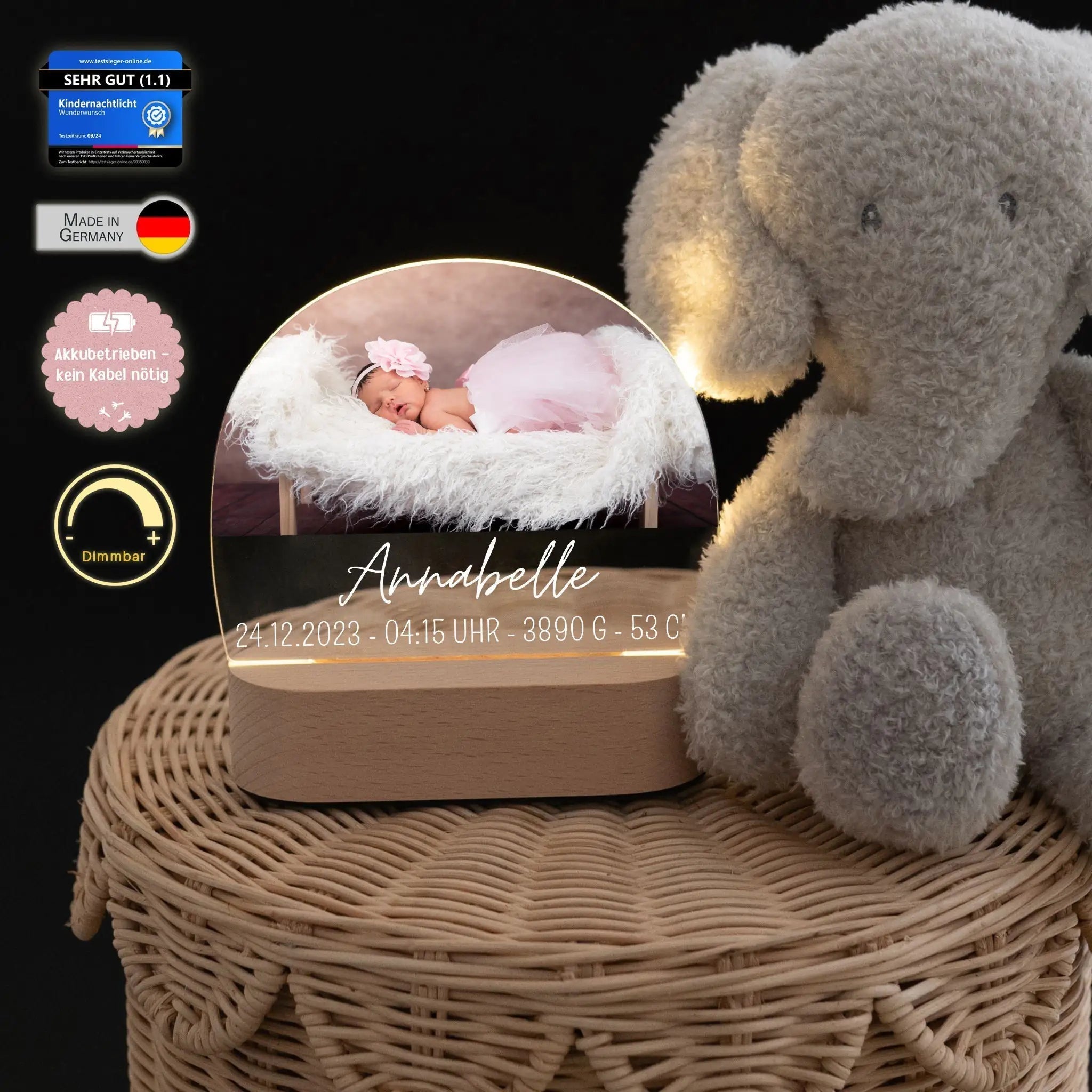 LED Foto Nachtlicht halbrund personalisiert - wunderwunsch