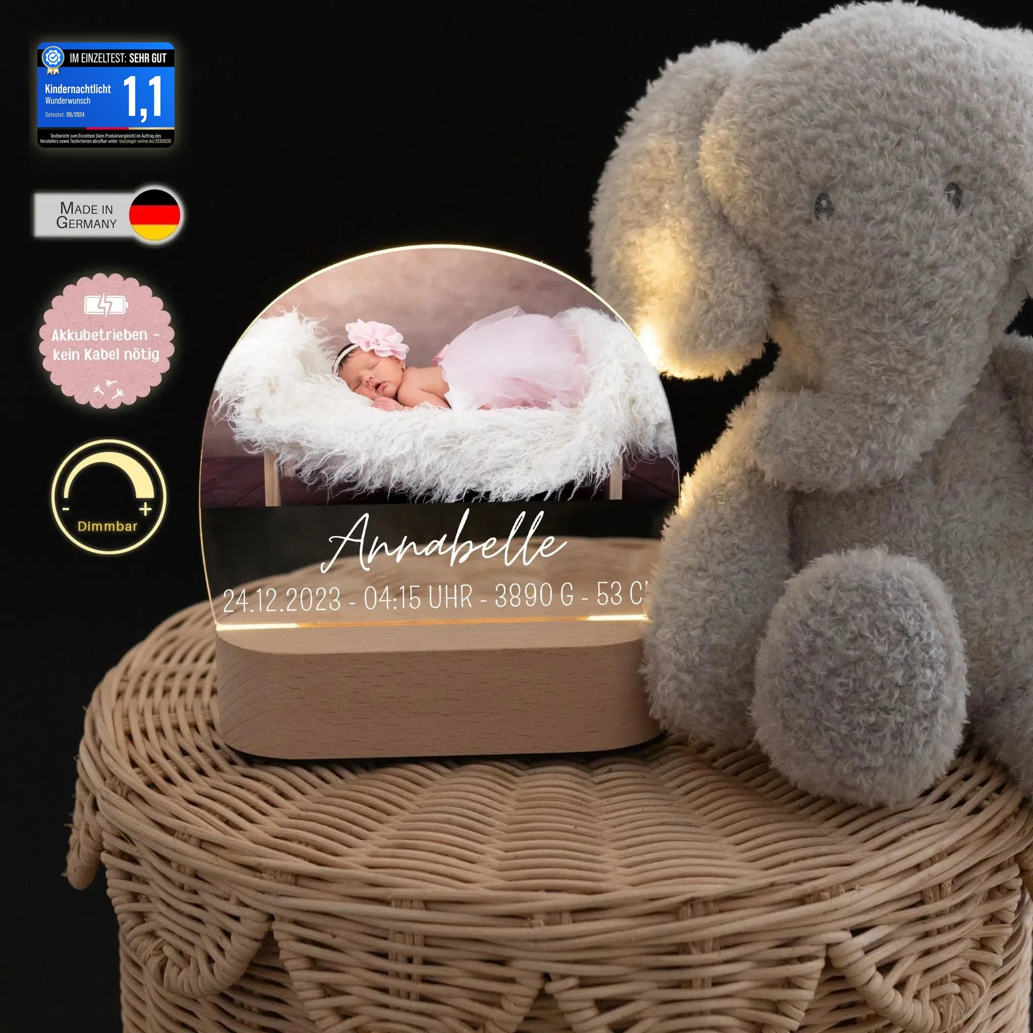 LED Foto Nachtlicht halbrund personalisiert - wunderwunsch