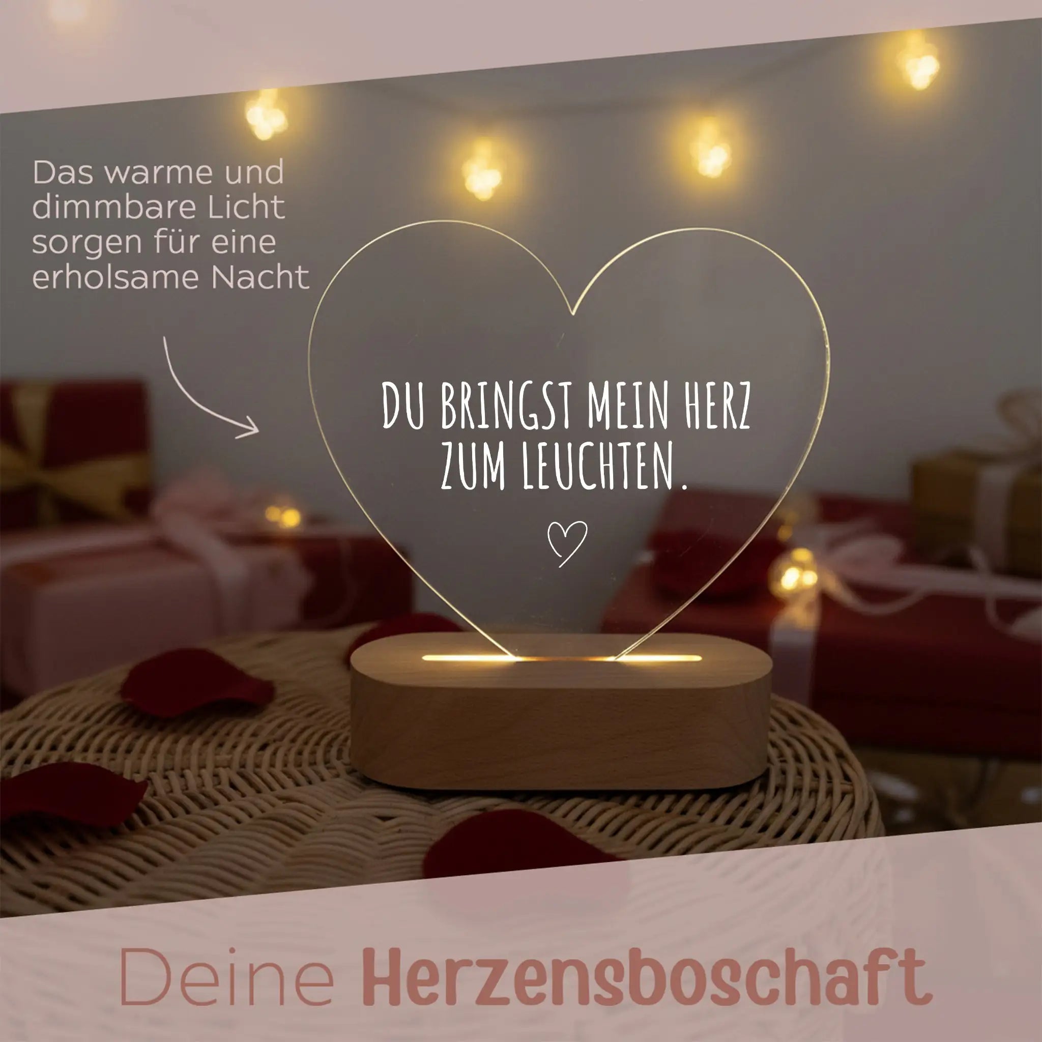 LED Nachtlicht Herz - Du bringst mein Herz zum Leuchten - wunderwunsch