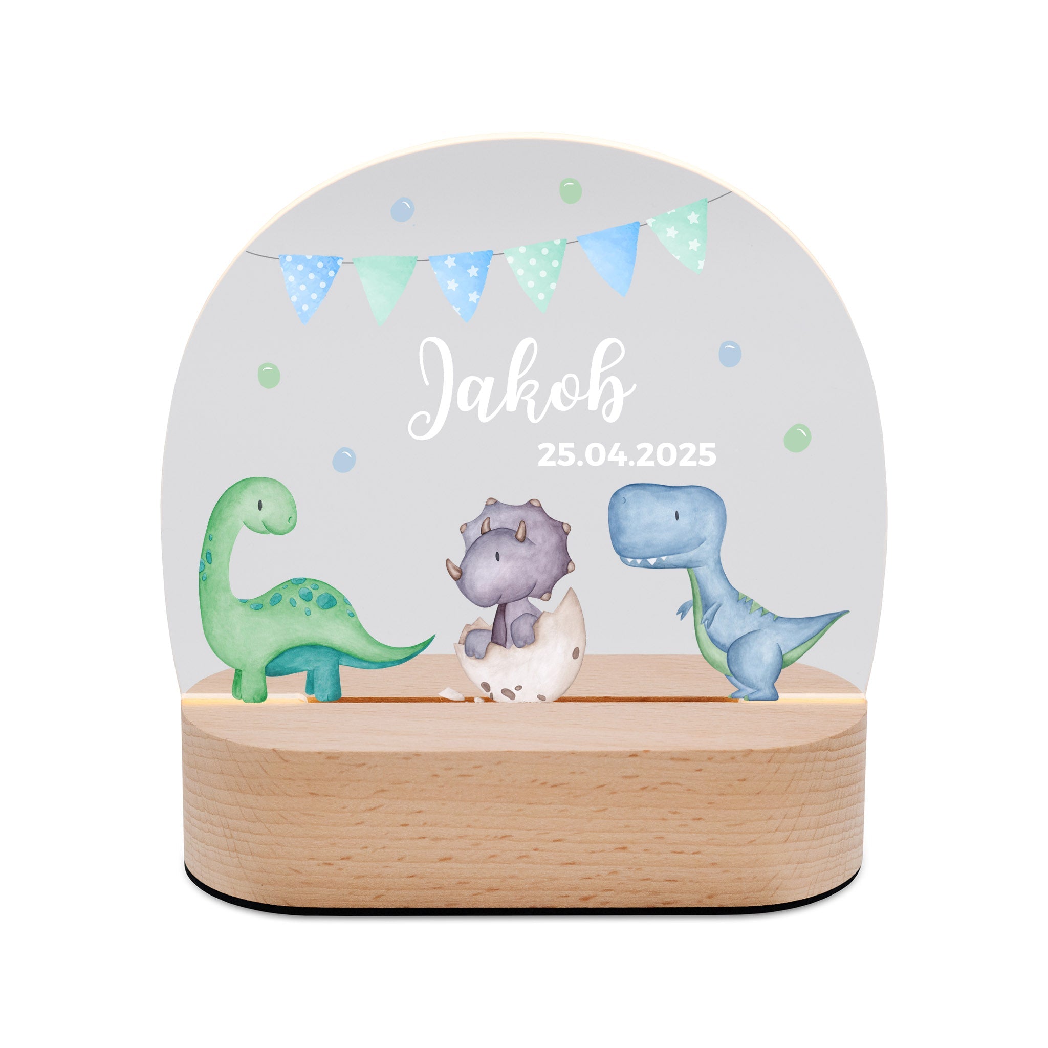LED Nachtlicht Kinder personalisiert - Dinosaurier Girlande Aquarell - wunderwunsch