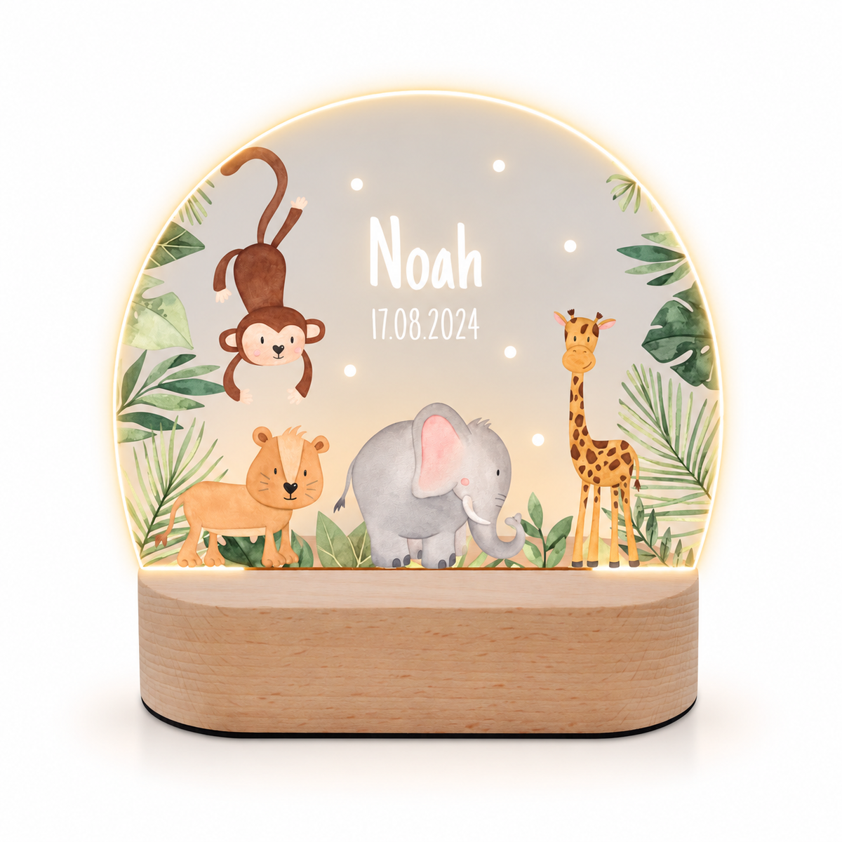 LED Nachtlicht Kinder personalisiert - Dschungel Tiere
