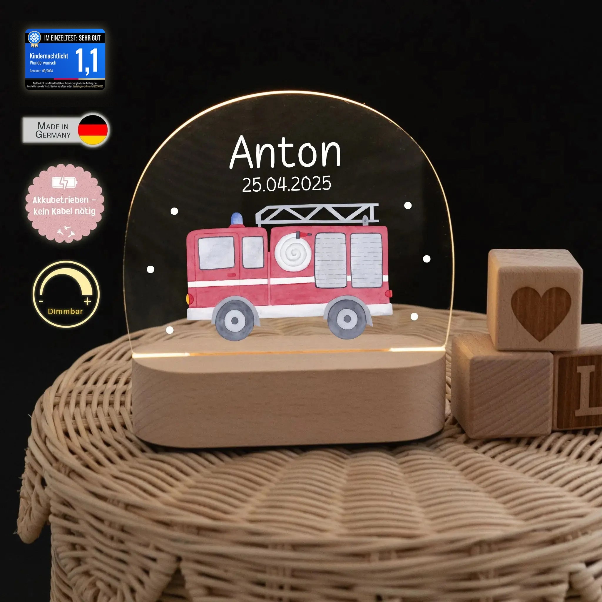 LED Nachtlicht Kinder personalisiert - Fahrzeuge Aquarell - wunderwunsch