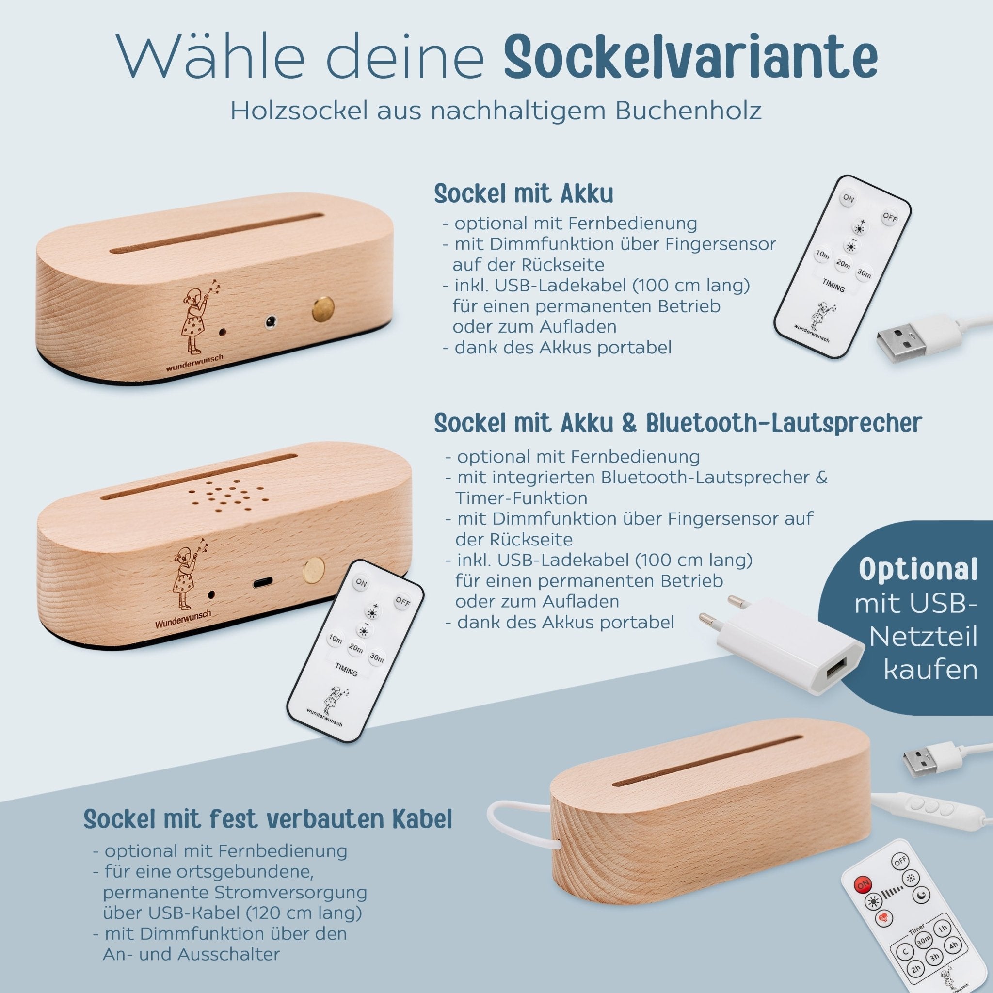 LED Nachtlicht Kinder personalisiert - Taufe Tier Aquarell - wunderwunsch