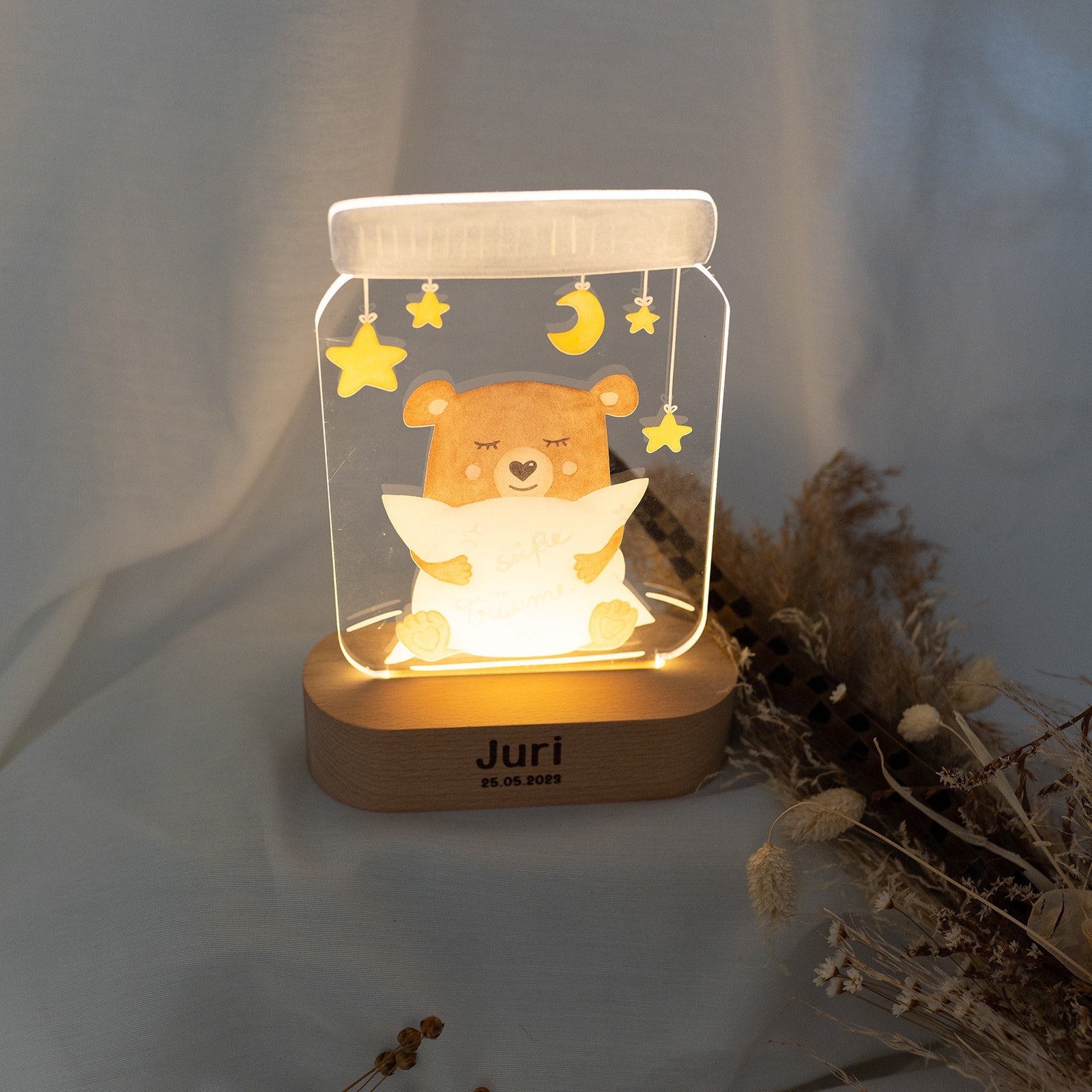 LED Nachtlicht Kinder personalisiert - Tier Aquarell - wunderwunsch