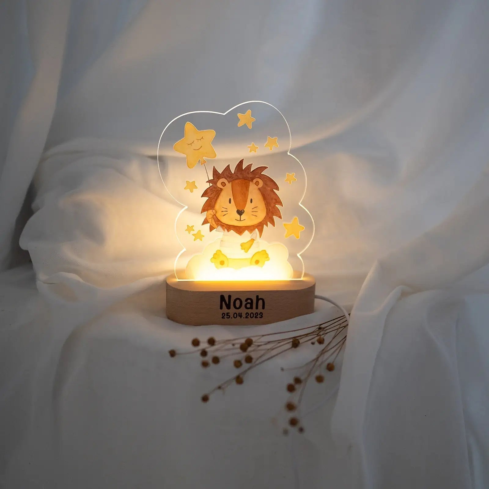 LED Nachtlicht Kinder personalisiert - Tier Aquarell - wunderwunsch