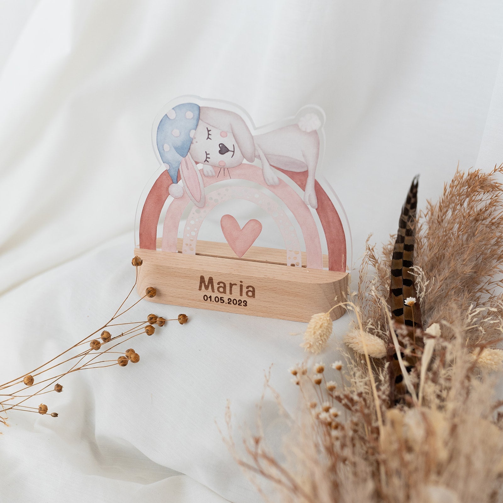 LED Nachtlicht Kinder personalisiert - Tier Aquarell - wunderwunsch
