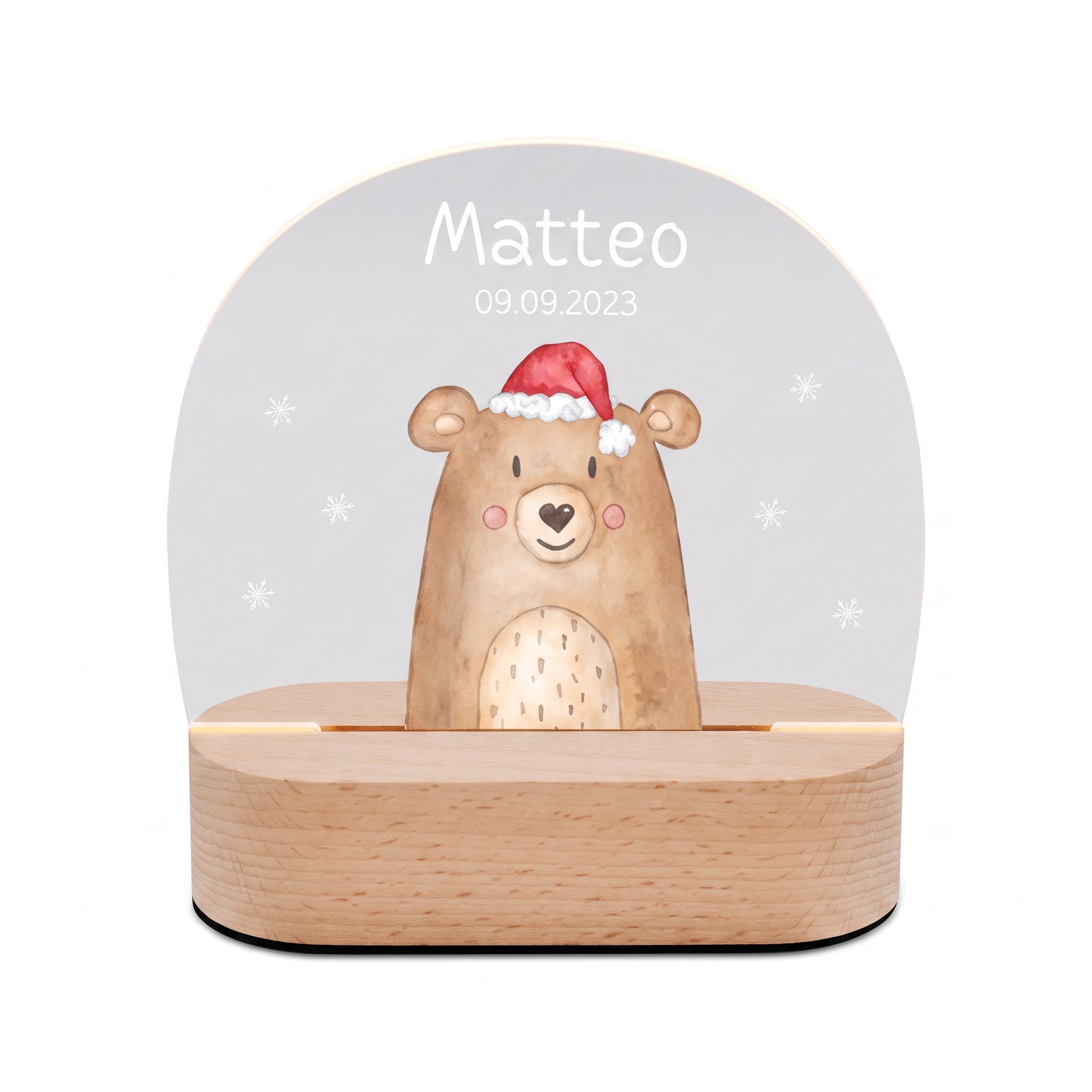 LED Nachtlicht Kinder personalisiert - Weihnachtsbär bunt - wunderwunsch