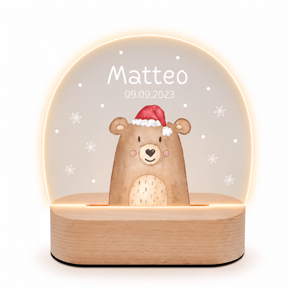 LED Nachtlicht Kinder personalisiert - Weihnachtsbär bunt - wunderwunsch