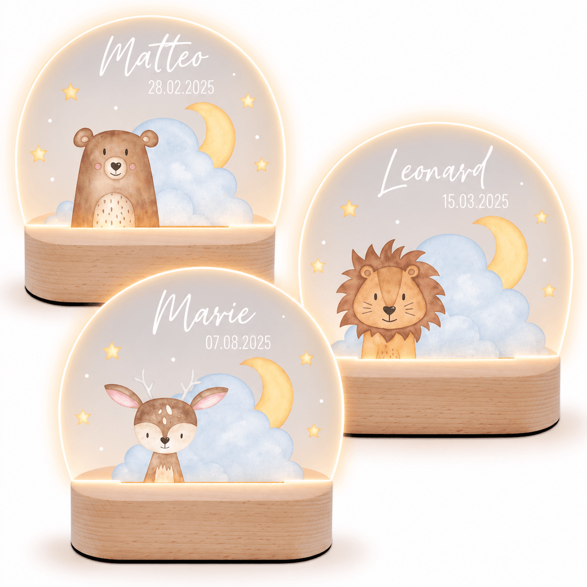 LED Nachtlicht Kinder personalisiert - Wolkentier Aquarell - wunderwunsch