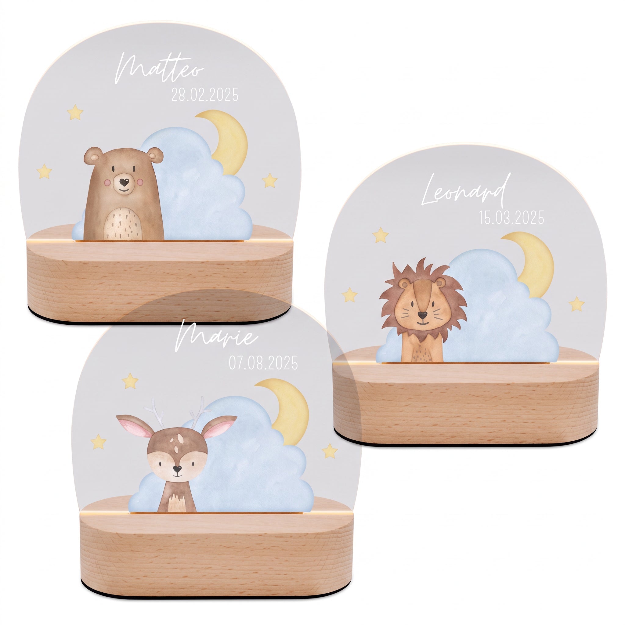 LED Nachtlicht Kinder personalisiert - Wolkentier Aquarell - wunderwunsch