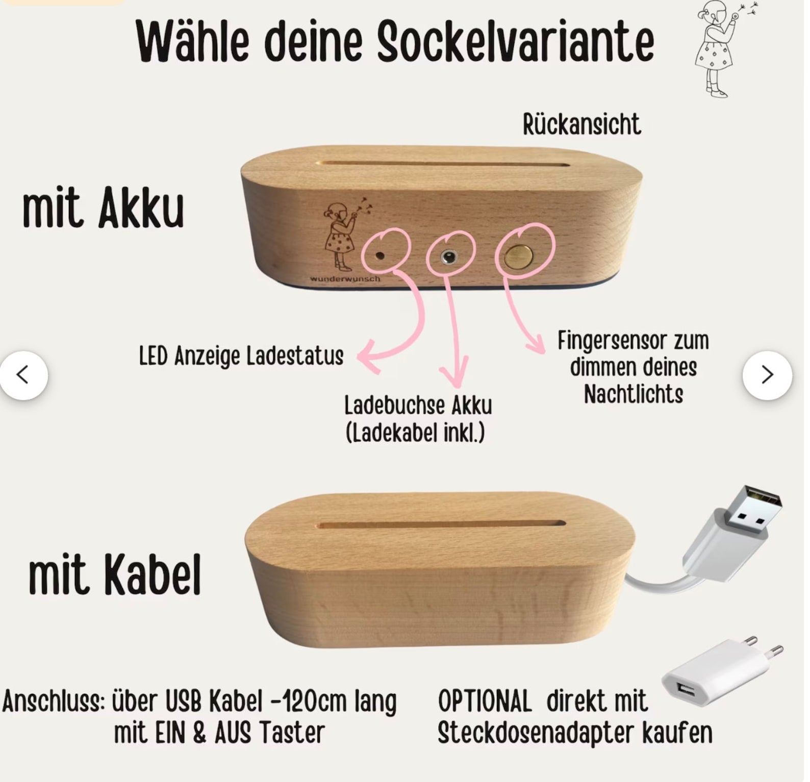 LED Tier Nachtlicht Tierform personalisiert - wunderwunsch